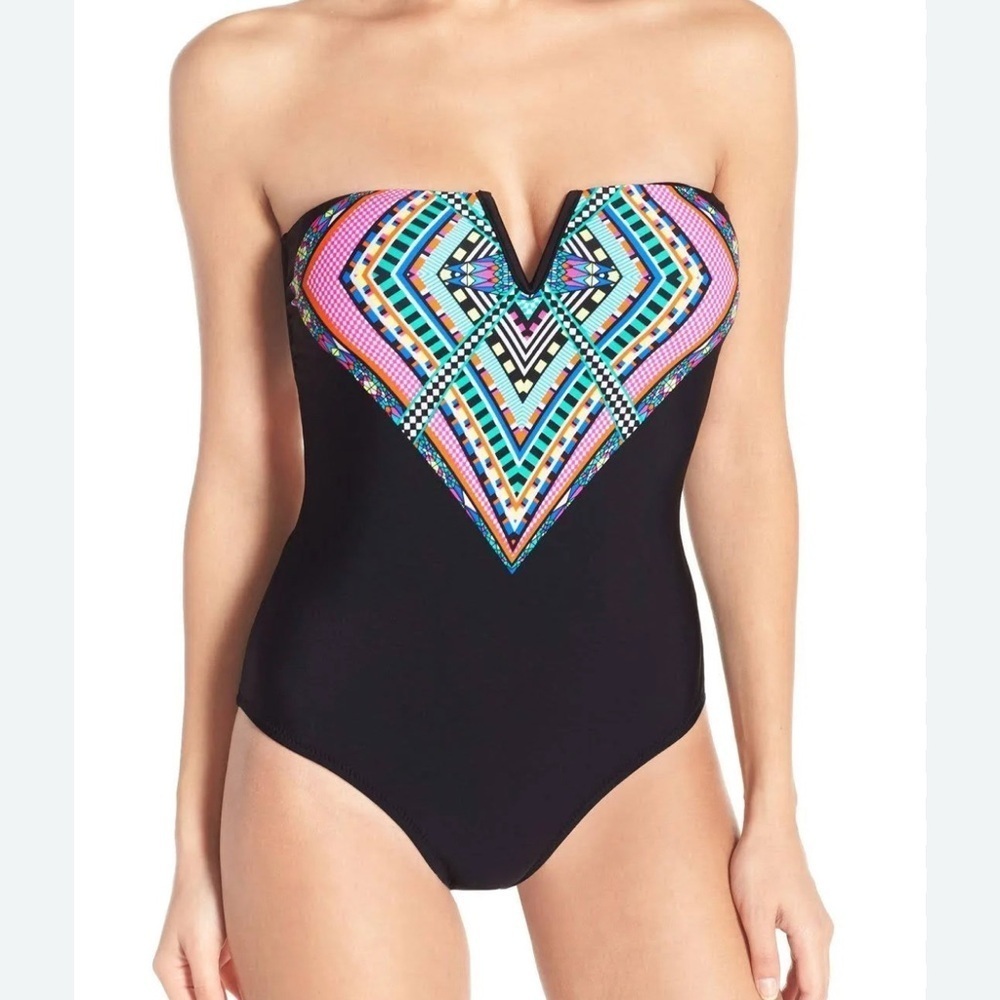 Jessica Simpson Venice Beach Strapless One Piece Swimsuit Medium NWT
